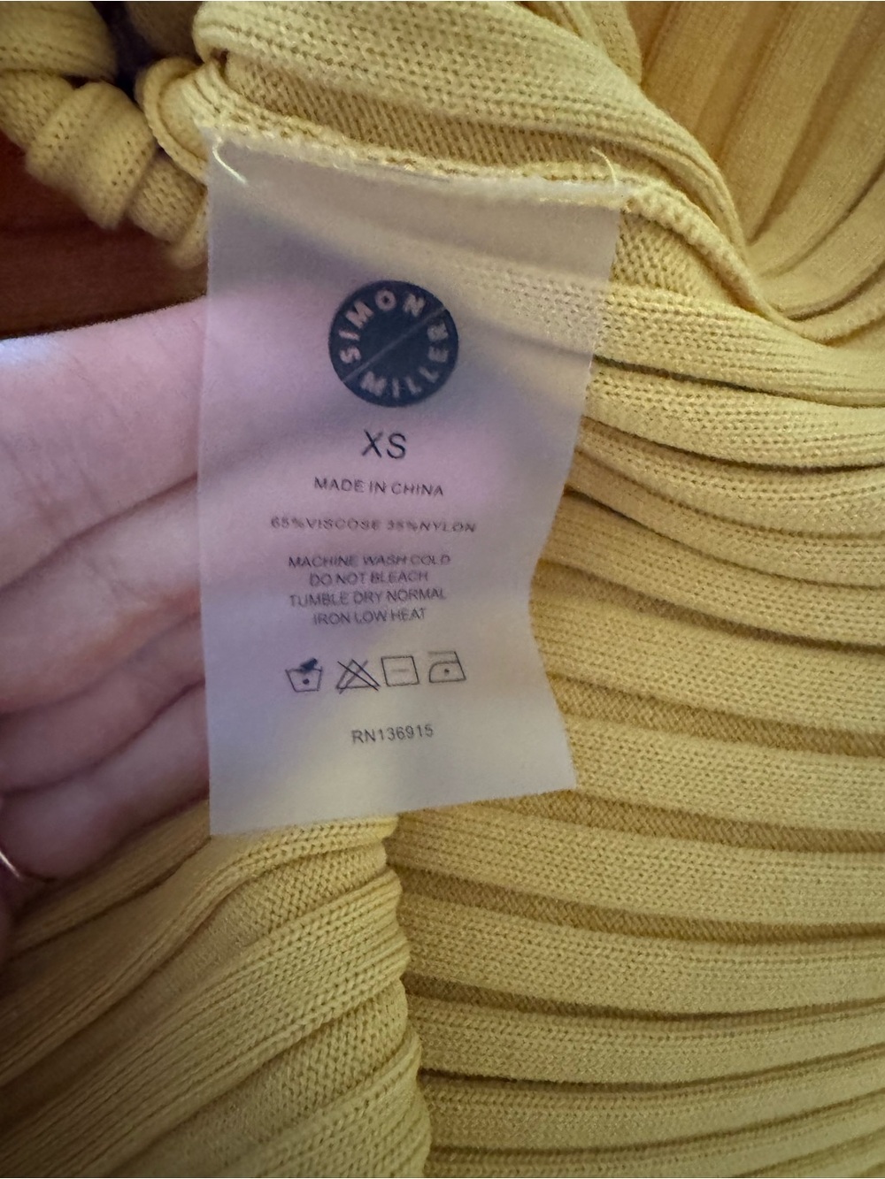 SIMON MILLER SPIRAL MUSTARD YELLOW KNIT FRINGE DRESS- SIZE XS-UNWORN! - Picture 8 of 8